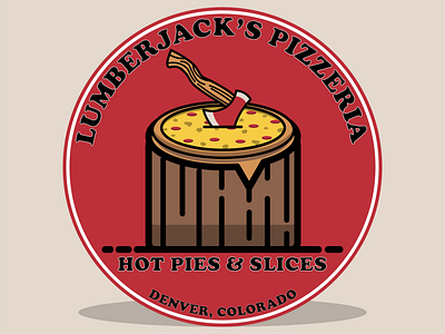 Lumberjack's Pizzeria adobe axe badge design badge logo denver design designer food icon illustration illustrator log logo lumberjack minimal pizza pizzeria sticker sticker design vector