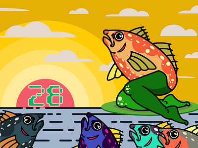I turn 28 today! adobe birthday denver design designer fish fishes icon illustration illustrator logo mermaid minimal ocean people vector