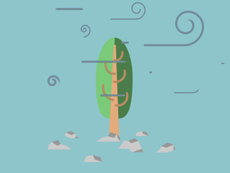 Swaying Tree adobe animation denver design designer expressions gif graphic design illustration illustrator minimal motion motion design motion graphics nature rocks tree vector wiggle window