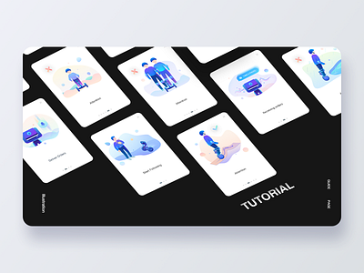 Tutorial cards design app flat graphic illustration ui