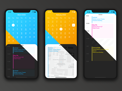 Temporal app calendar calendar app calendar ui dark mode day design diary events app ios ios app liverpool medicine react native timeline timetable ui ux