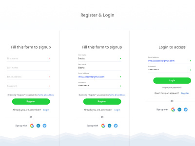 Register & Login fields form login register signin signup sketchapp