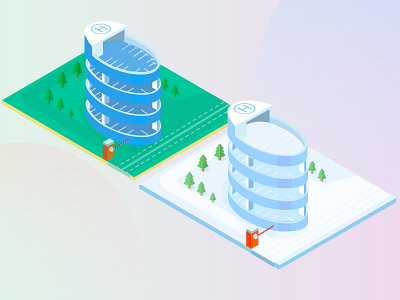 Multilevel Multilevel Parking with Helipad darker helipad illustration lighter mac multilevel parking sketch sketchapp ui