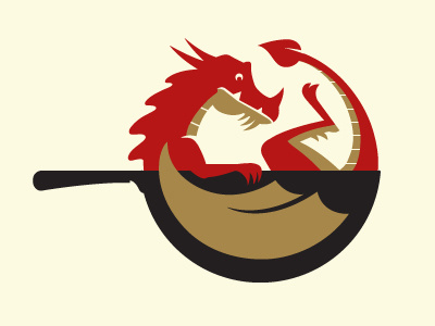 Dragon dragon fryer illustration logo wok