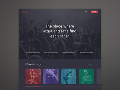 Stage landing page web design