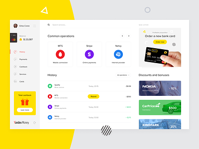 Yandex Money concept dashboard money redesign ui web-design yandex