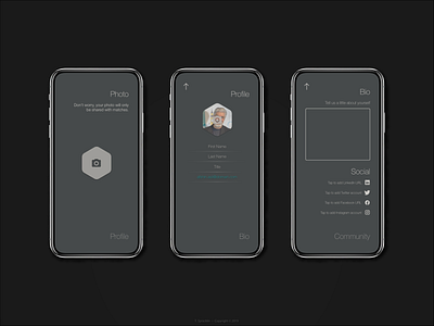 Social Onboarding design hexagon networking social app ui uidesign ux ux ui uxdesign