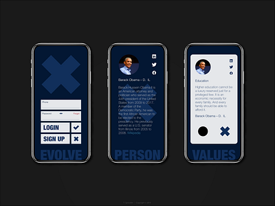 Political Candidate Selector candidate democracy networking politician politics social app ui uidesign ux ux ui vote