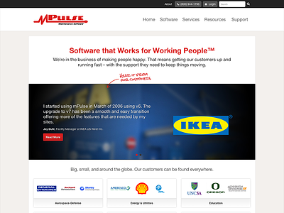 MPulse Software Client's Page b2b software website