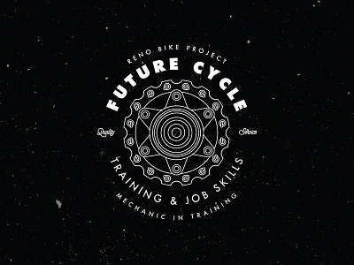 RBP Future Cycle Badge apparel badge bicycle graphic design hub mechanic reno wheel