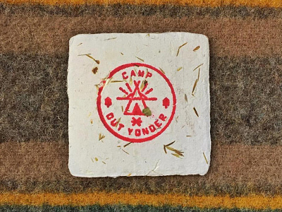 Camp Out Yonder Business Cards badge business card camp camping craft embossed hand made paper rubber stamp tipi wool
