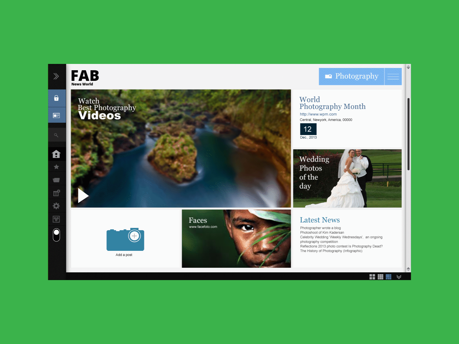 FAB - News World aftereffects branding design flat user experience userinterface ux ux ui vector web