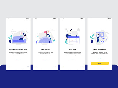 On Boarding Screens budget expenses finance goals onboarding