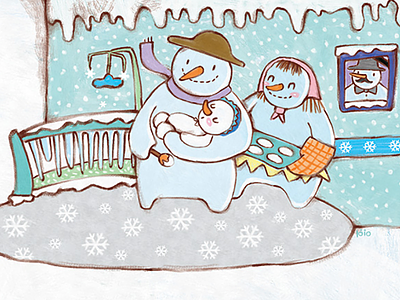 Join Snowman family and enjoy the winter character design illustration kid