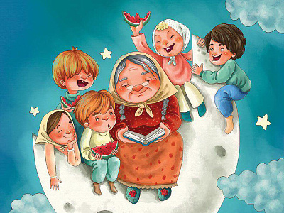 The lovely grandmother illustration