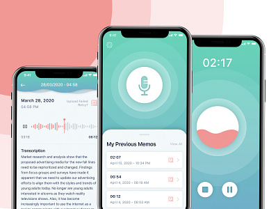 Audio Memo Making App app design mobile ui ux