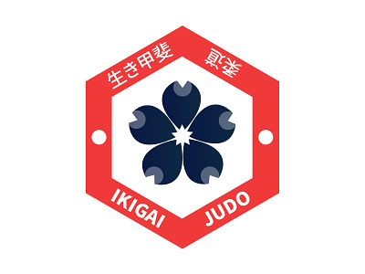 Ikigai Judo blossom blue branding japanese judo logo red