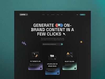 Airpen website ai bright builder creative dark design desktop gamestyle generator icons illustration landing page playful promo website shapes startup typography ux web website