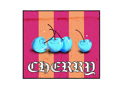 cherry design georgian illustration poster print retro