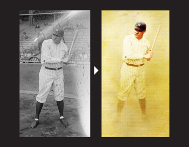 Babe Ruth baseball photoshop retouching retro textures vintage yankees