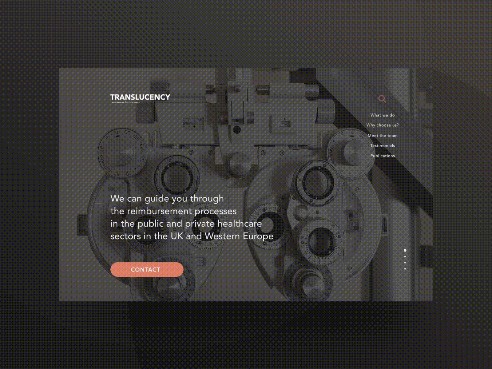 First screen of website for Translucency design minimal ui ux web website