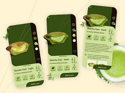 Mo's Concept Parking Lot - Matcha Tart Detail Page concept dessert detailpage food mobile ui