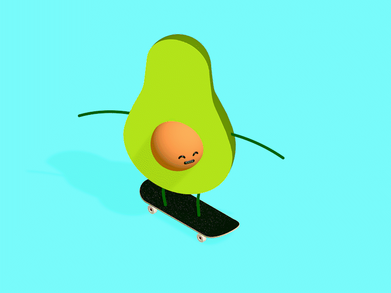 Avocado Skate! ae aftereffects aguacate animation avocado c4d cinema4d flat gif gif art illustration skate