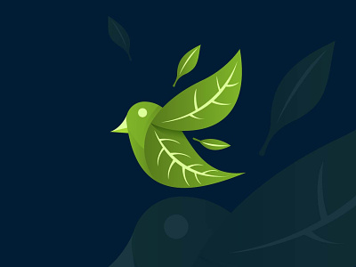 Bird leaf logo, nature bird logo concept .