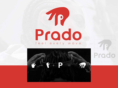 Prado headphone company logo, P headphone hand logo.