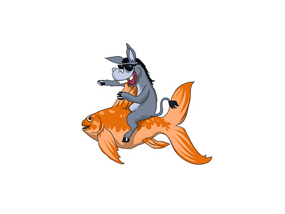 Donkey & goldfish 3d animation artwork branding cartoon design design art drowning graphic design illustration illustrator logo motion graphics sketch ui vector art