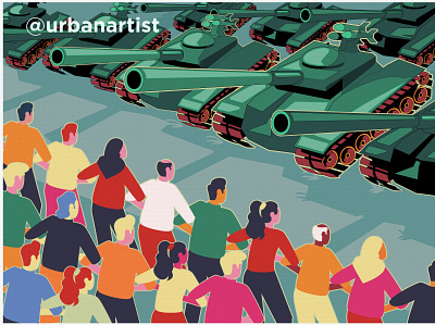 End war! animation artwork design design art drowning gun hand holding illustration illustrator military no war people russia tanks together ukraine vector art war war machine