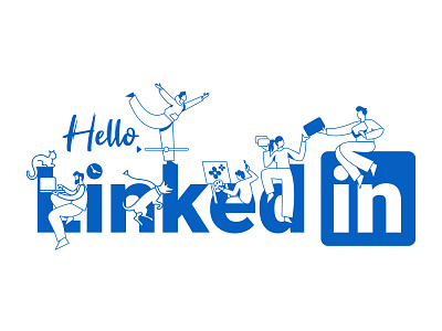 Hello LinkedIn ! animation art artwork design design art drowning flat hello illustration illustrator line illustration linked in minimalist modern retro vector art vintage