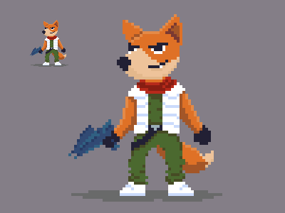Starfox character fox game pixel art starfox