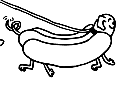 Naked Dog dachshund dog hot dog illustration leash lol naked dog the varsity wiener dog