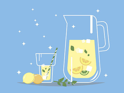 Lemonade flat illustration lemonade lemons summer vector web
