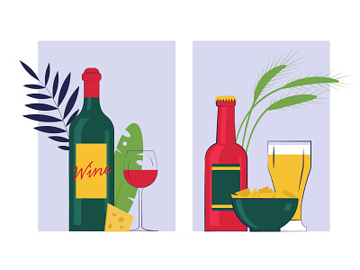 Drinks beer design flat glass illustration vector web wine