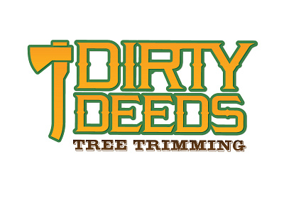 Tree Trimming Logo axe brown green landscaping tree yellow