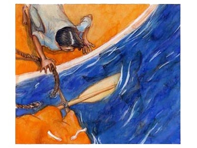 Sharks Below illustration lifeboat lifeofpi pi sharks