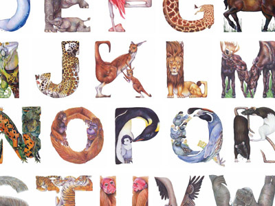 animals shaped into letters