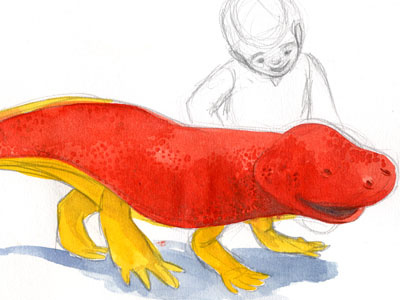 Giant pet salamander giant imagination salamander sketch watercolor
