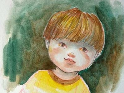 Little Lucien boy sketch watercolor