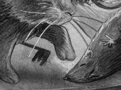 Dead Rat bw grayscale illustration tom sawyer