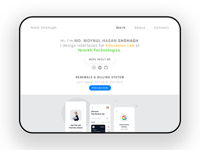 Portfolio Page ui ux web