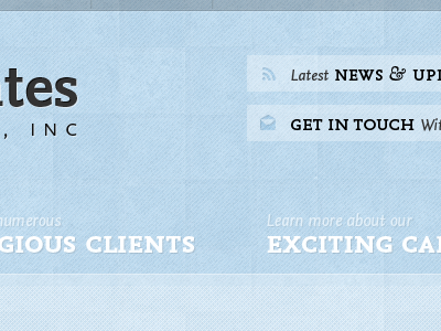 Header Style ampersand blue icons opacity slab serif texture