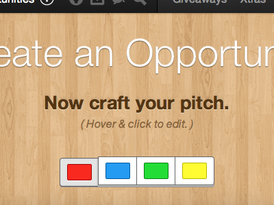 Craft Your Pitch blue green helvetica neue pills red wood yellow