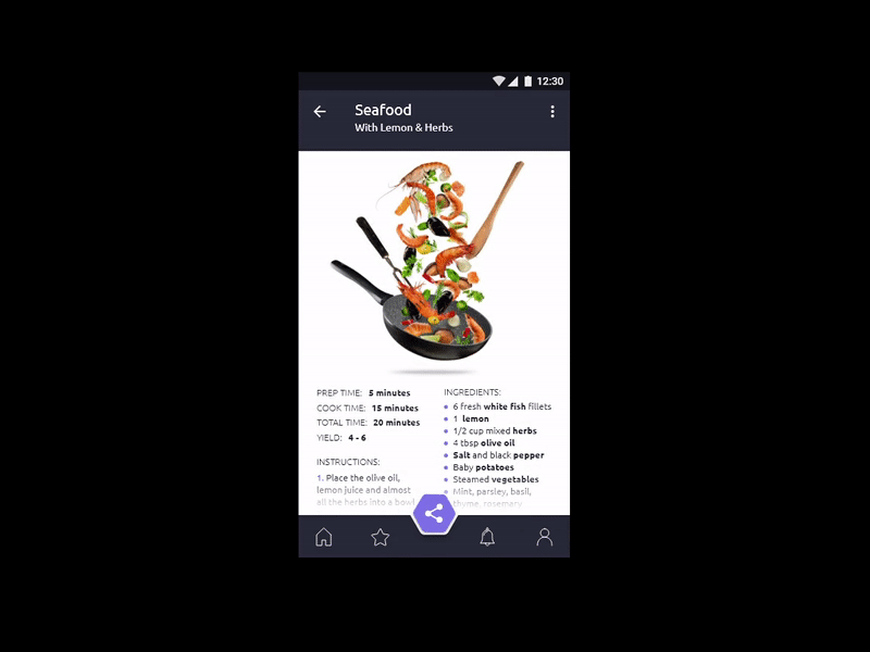 Social Share | Daily UI Challenge animaiton cooking app daily ui 010 material design share button social share