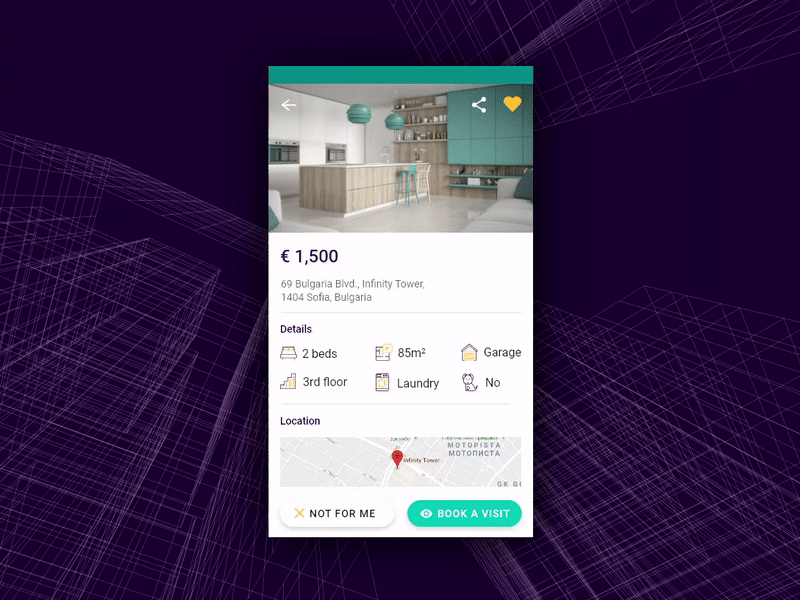 Pop-Up / Overlay | Daily UI Challenges animaiton booking daily ui 016 material design mobile app real estate app