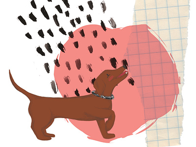 Charlie children book illustration childrens book childrens illustration collage dachshund digital illustration dog illustration