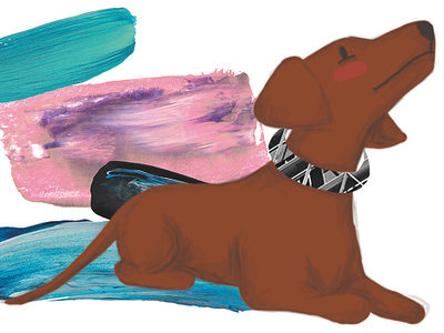 Charlie children book illustration childrens book childrens illustration collage dachshund digital illustration dog illustration