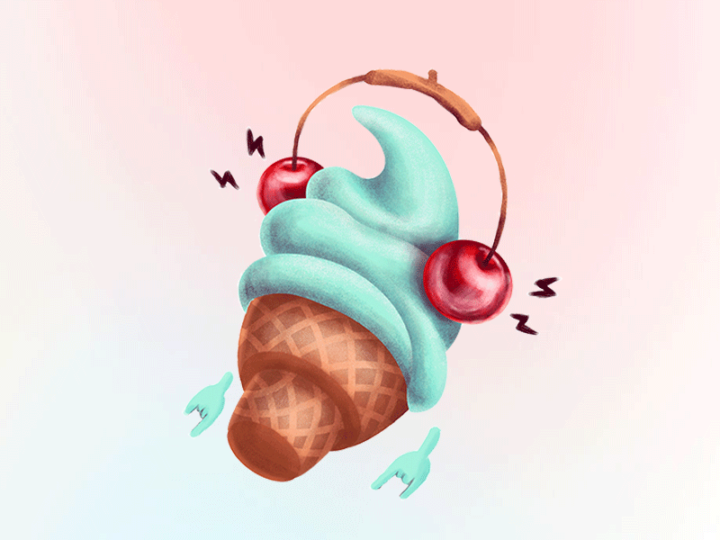 Rock it! cherries cone dance food ice cream icon illustration music play rock sticker sweet